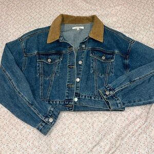 PacSun Corduroy Collar Crop Denim Jacket
